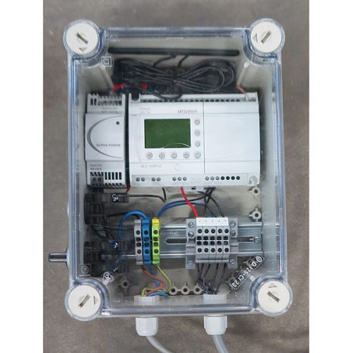 Control unit containing an internal modem with GSM support to allow SMS communication with/from the bird counter.